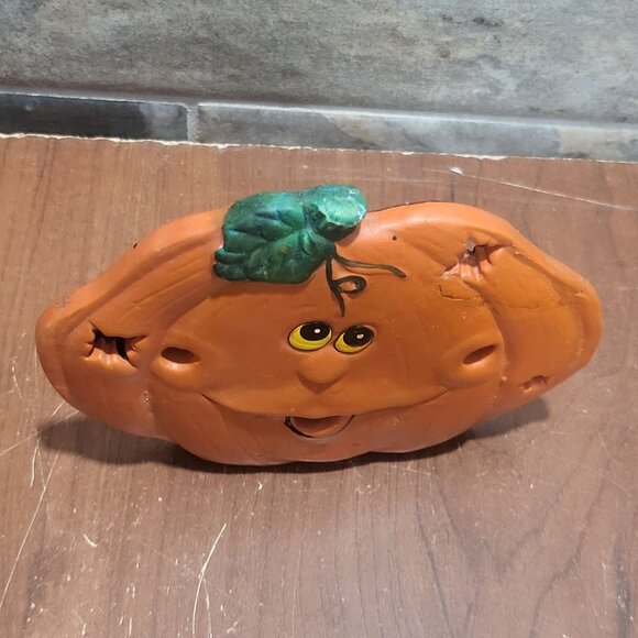 Vintage Jack O Lantern Pumpkin Ceramic Tea Light Holder Repaired - Picture 3 of 12